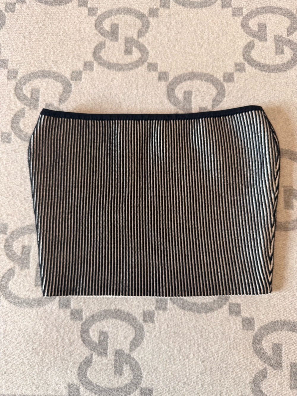 Babaton Sculpt Knit Tube Top, black and White Striped